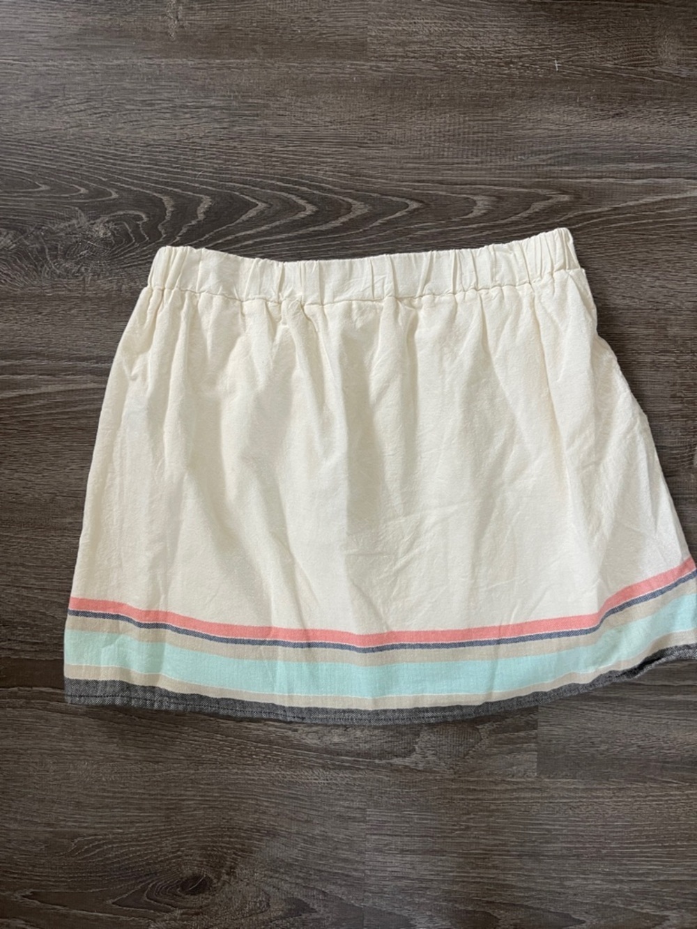 Old Navy Cream Boho Mini Skirt Striped Hem Pull On Cotton Pockets NWT Medium - Picture 2 of 6